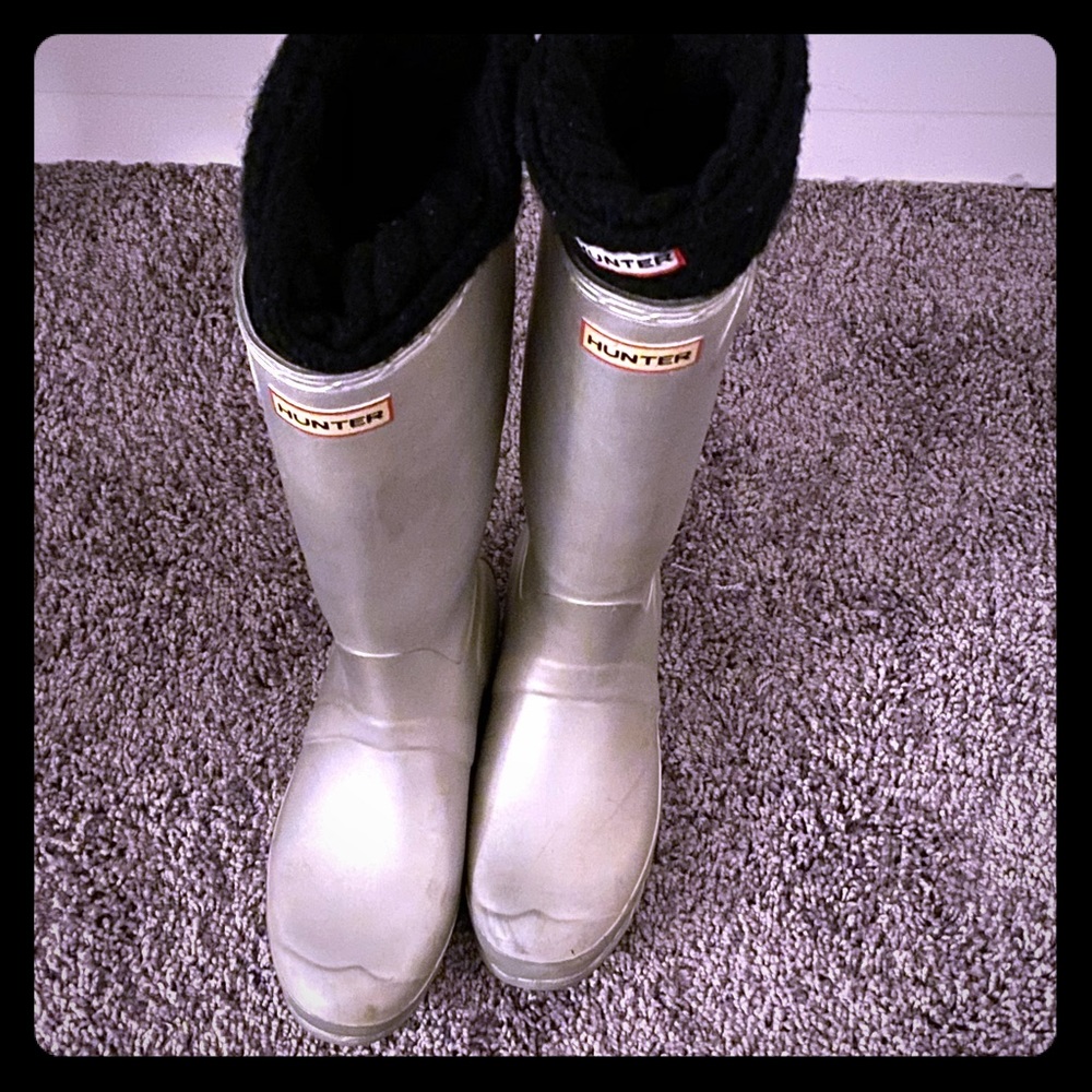Hunter tall boots and hunter boot socks